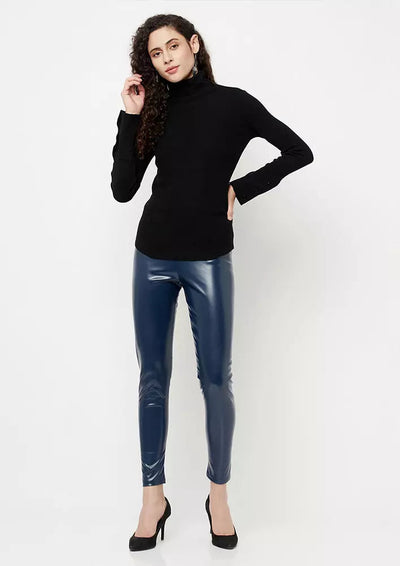 Faux Leather High Waisted Leggings IKI CHIC Private Ltd