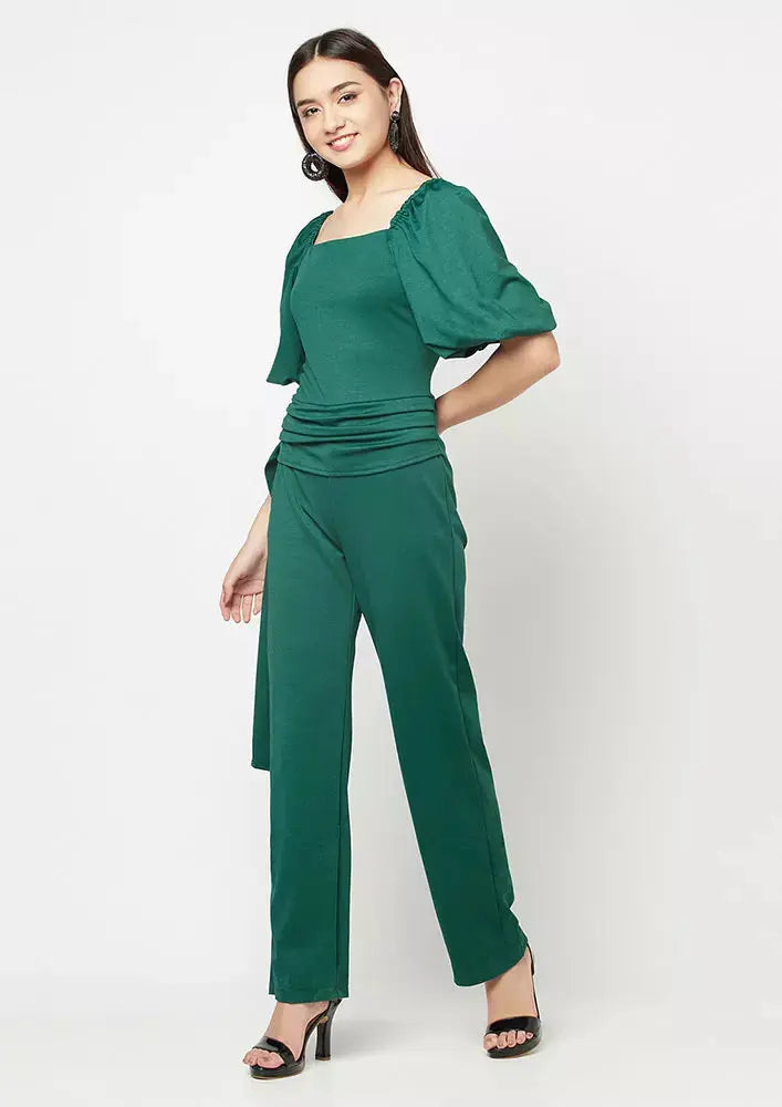 Puff Sleeves Wide Leg Waisted Jumpsuit IKI CHIC Private Ltd