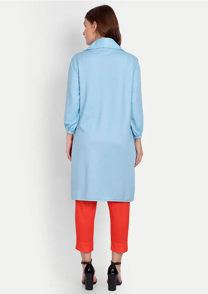 Giraffe Print Oversized Shirt With Orange Red Straight Pants Set IKI CHIC Private Ltd