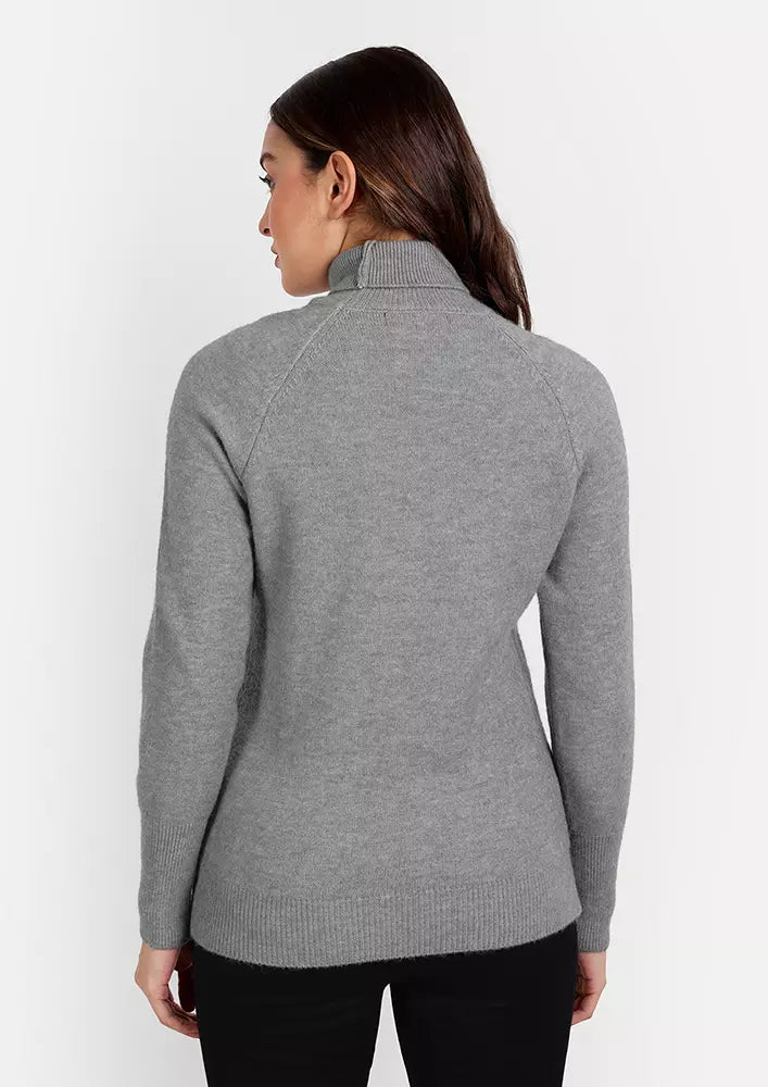 Grey Turtleneck Knitted Sweater
