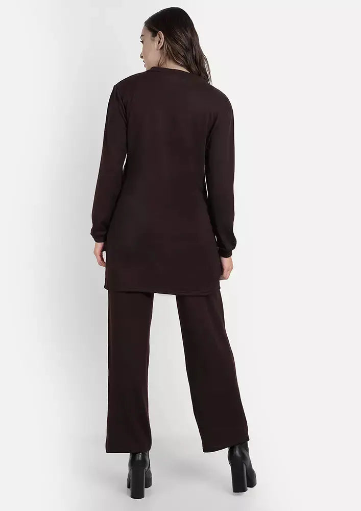 Brown Knitted Three Piece Lounge Set IKI CHIC Private Ltd