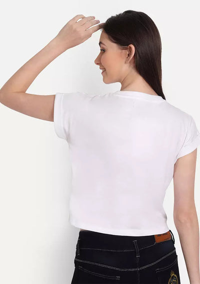 White Front Gathered Short Sleeve Top