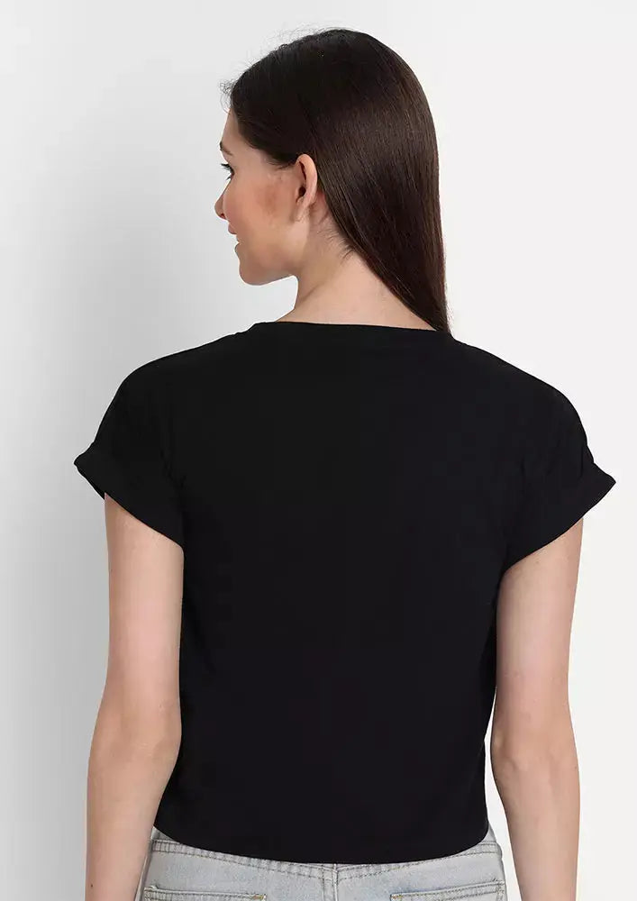 Black Front Gathered Short Sleeve Top IKI CHIC Private Ltd