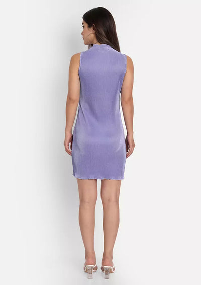 Purple Twisted Halter Neck Mini Dress