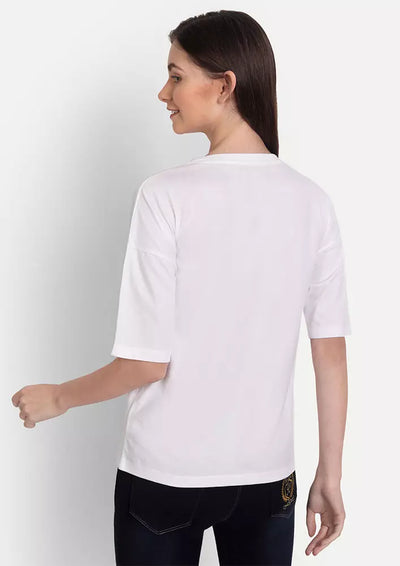 White Printed Oversized Short Sleeve T-shirt