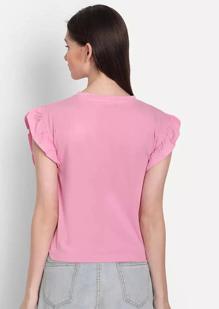 Pink Ruffle Cap Sleeve Top IKI CHIC Private Ltd