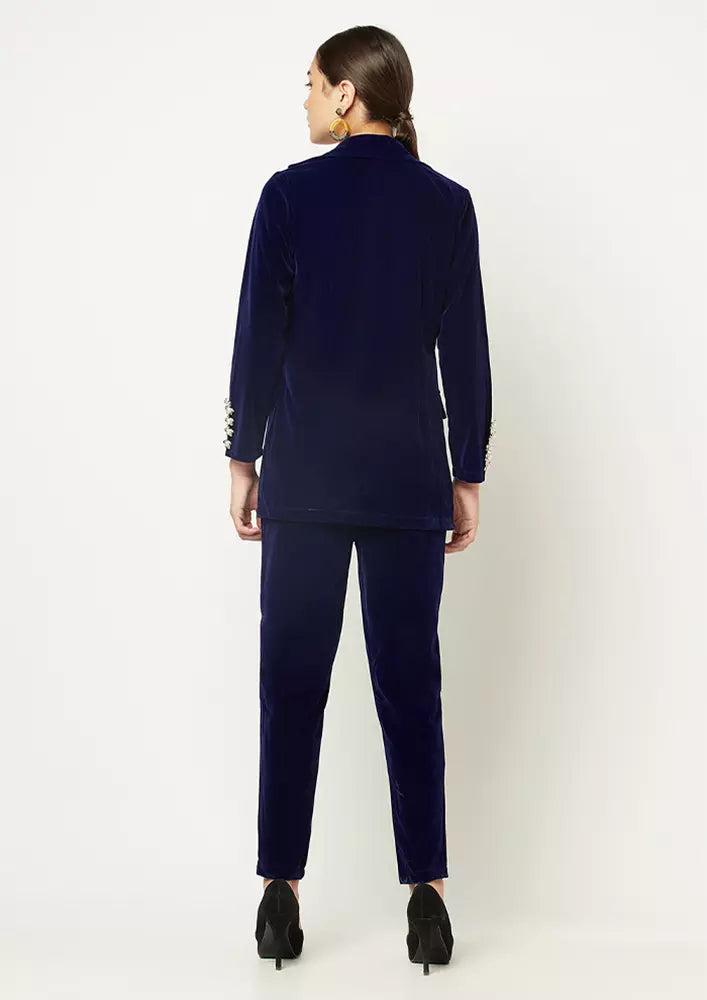 Velvet Slim Fit Blazer and Trouser Set