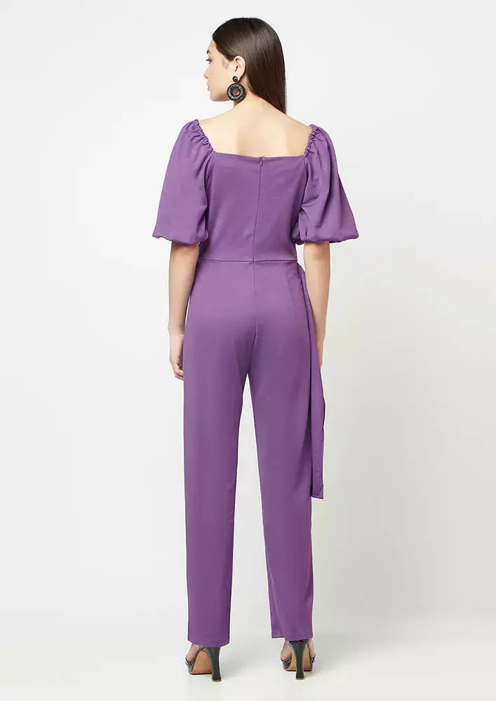 Puff Sleeves Wide Leg Waisted Jumpsuit IKI CHIC Private Ltd