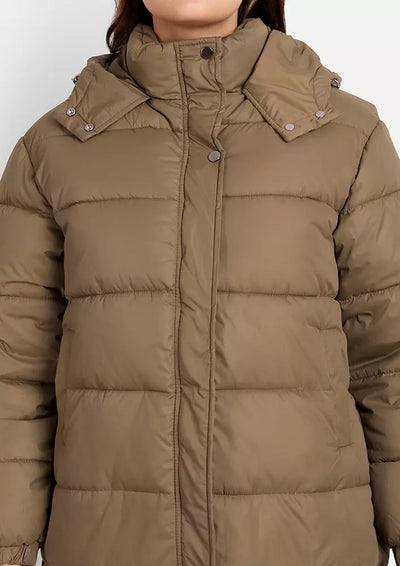 Brown Color Short Quilted Puffer Jacket