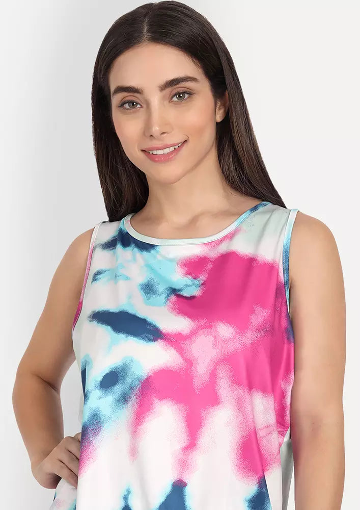 Tie- Dye Print Sleeveless Top And Joggers Two-Piece set