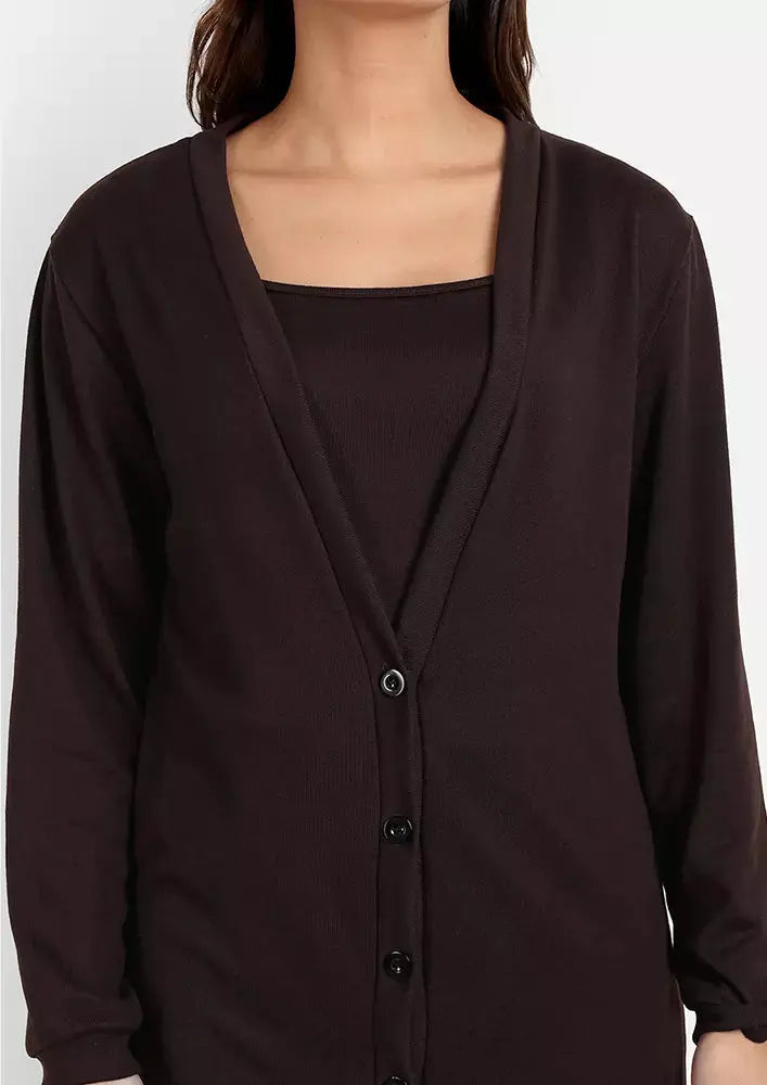 Brown Knitted Three Piece Lounge Set IKI CHIC Private Ltd