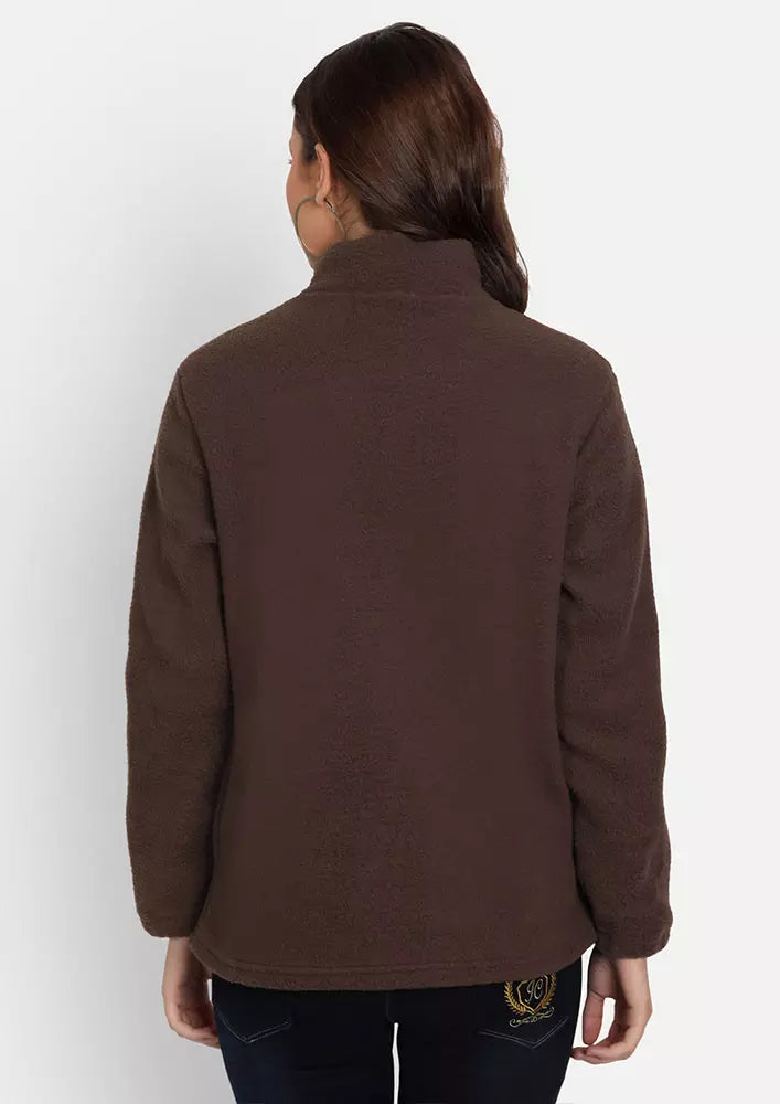 Brown Oversized Teddy Borg Jacket
