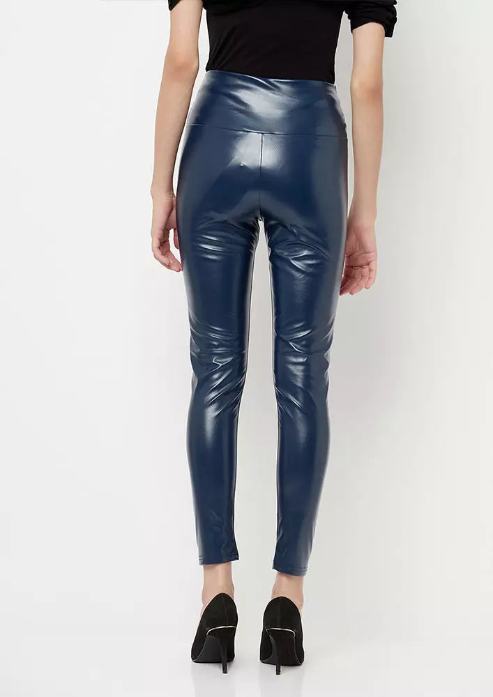 Faux Leather High Waisted Leggings IKI CHIC Private Ltd