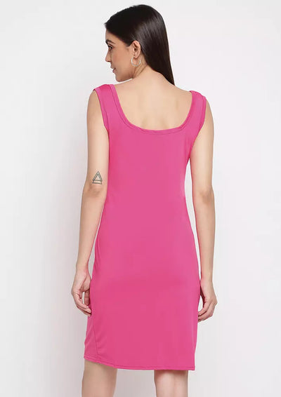 Hot Pink Sleeveless Scoop Neck Bodycon Dress