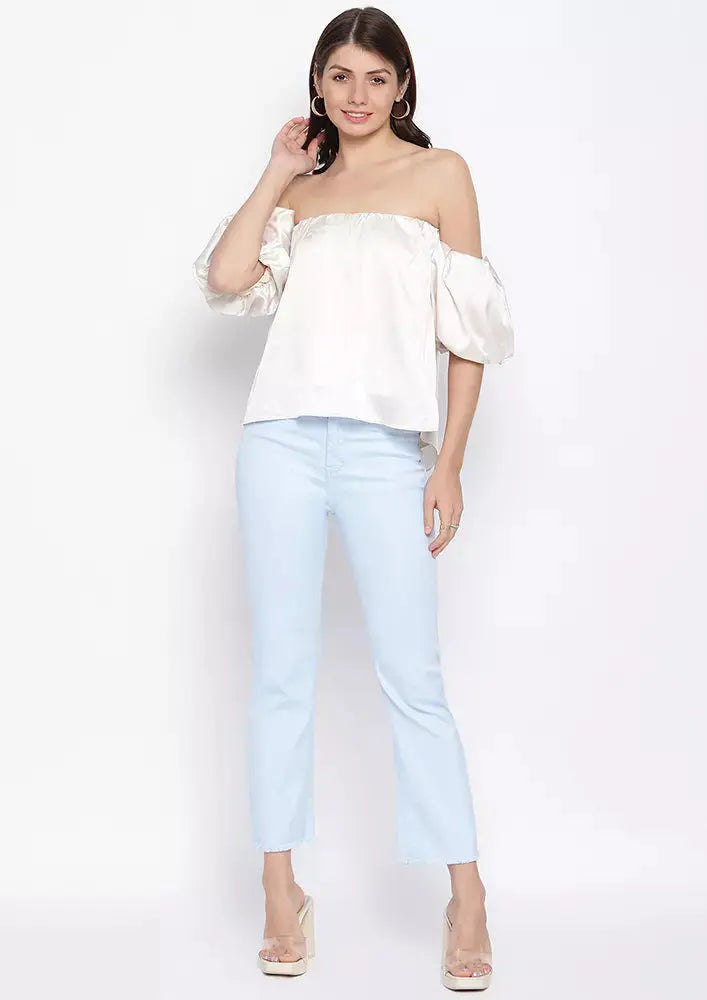 Pastel Blue Long Leg Straight Jeans IKI CHIC Private Ltd