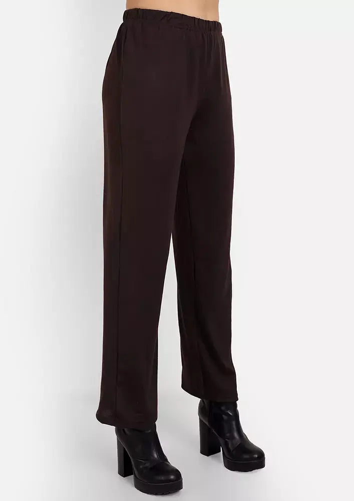 Brown Knitted Three Piece Lounge Set IKI CHIC Private Ltd