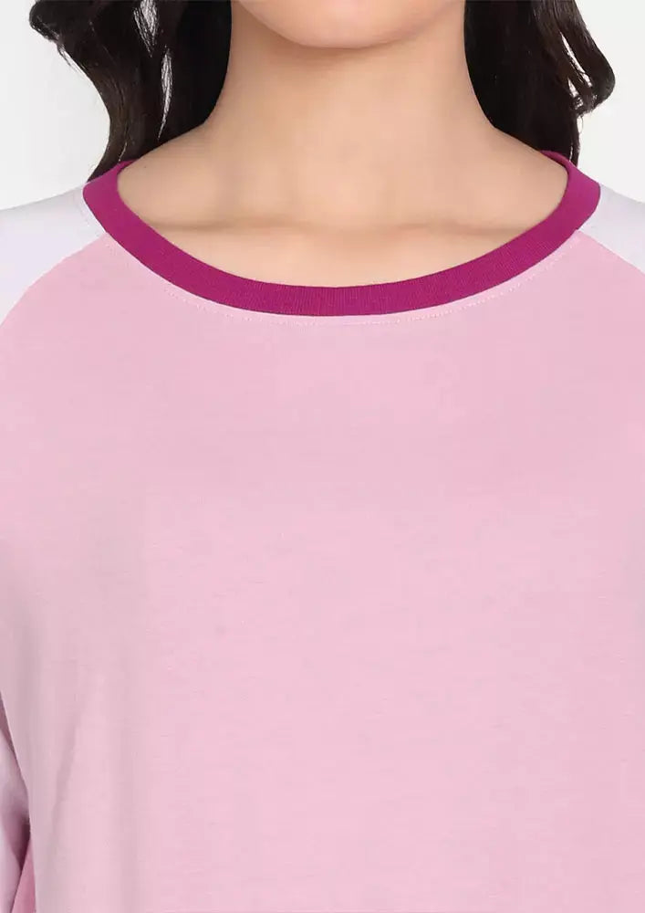 Pink Colourblock Full Sleeve Sweatshirt IKI CHIC