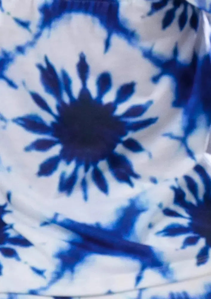 Splash Print Off Shoulder Puff Sleeves Top And Wide Leg Pants Set