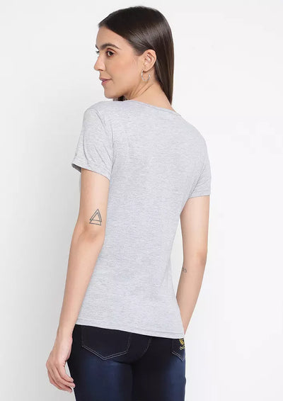Grey Printed Basic T-shirt