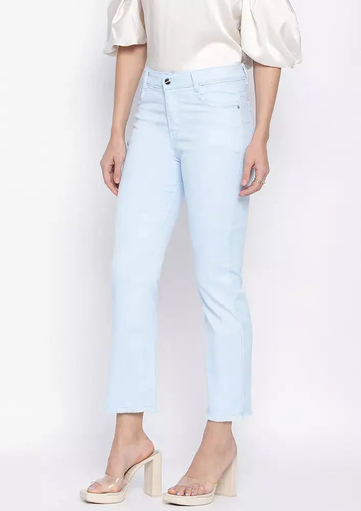 Pastel Blue Long Leg Straight Jeans IKI CHIC Private Ltd