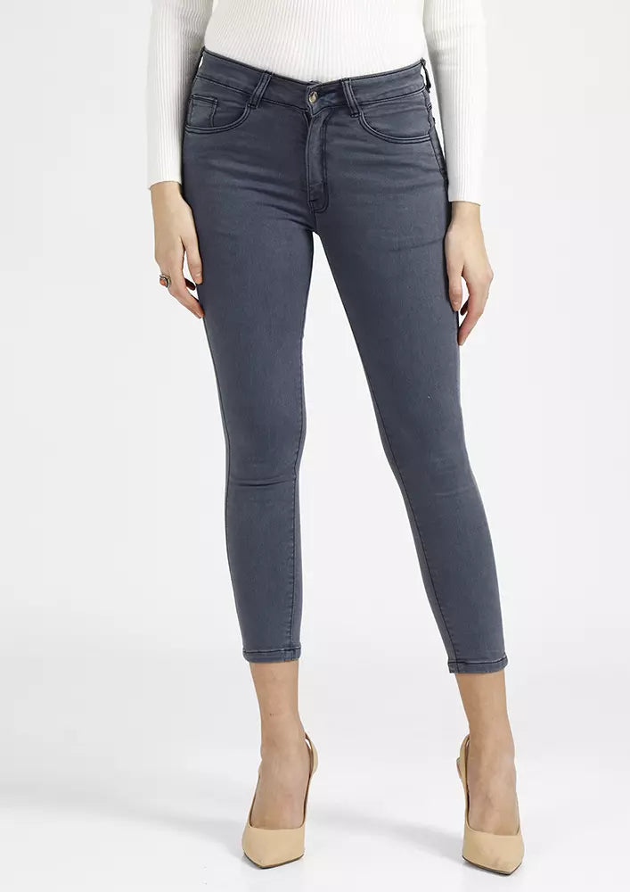 High Waisted Grey Stretchable Jeans