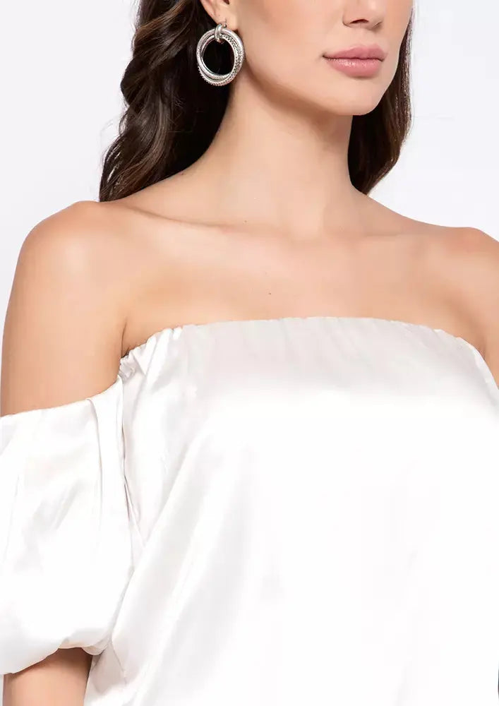 White Satin Off Shoulder Top