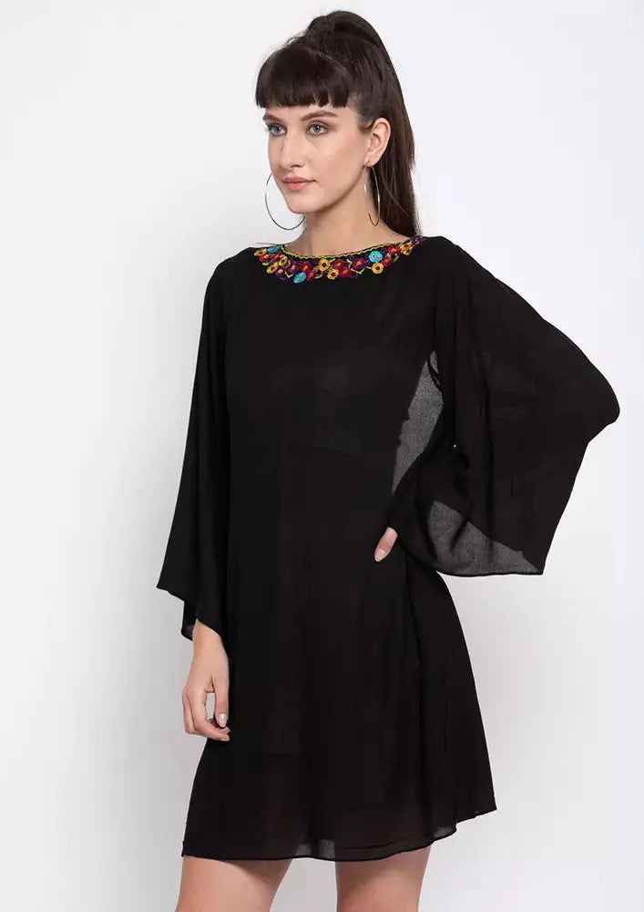 Flared Sleeve Embroidered Coverup IKI CHIC Private Ltd