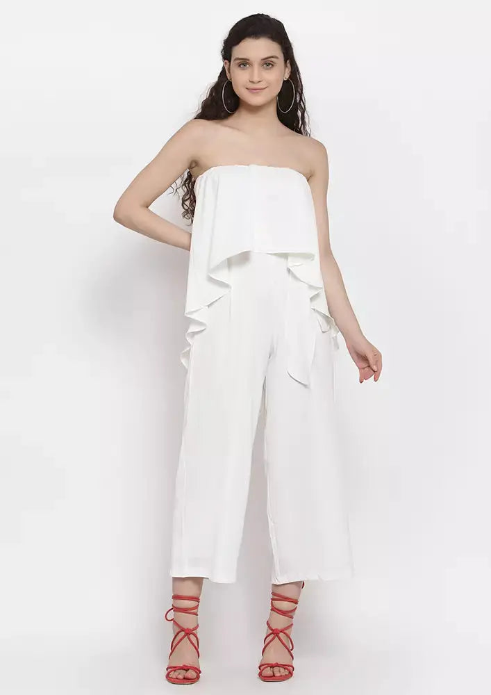 White Layered Strapless Jumpsuit IKI CHIC Private Ltd