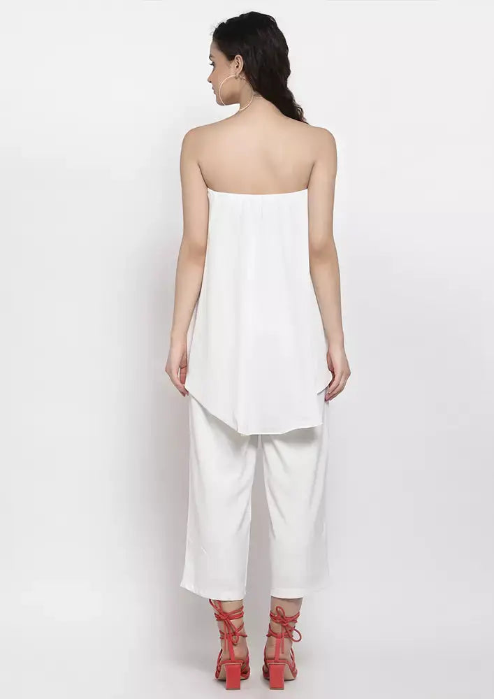 White Layered Strapless Jumpsuit IKI CHIC Private Ltd