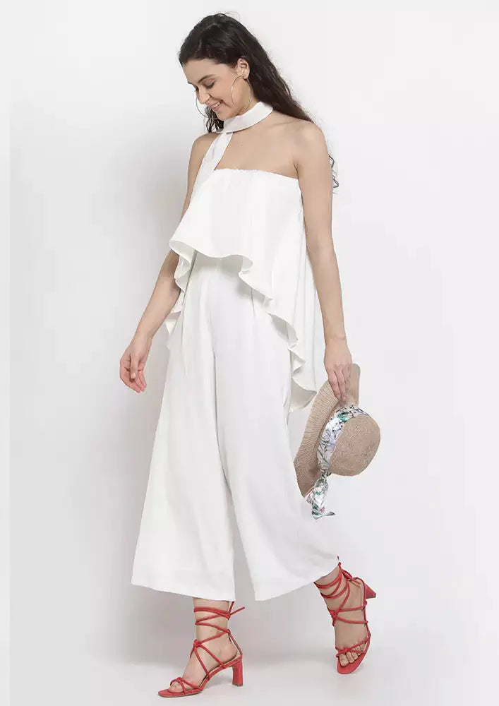 White Layered Strapless Jumpsuit IKI CHIC Private Ltd