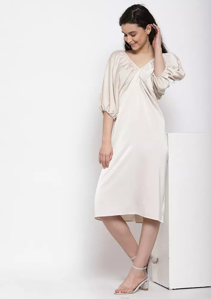 Kimono Sleeves Oversize Midi Dress white