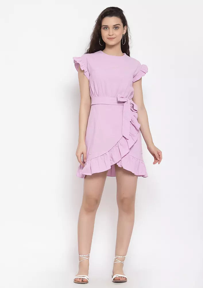 Ruffled Short Sleeve Mini Dress