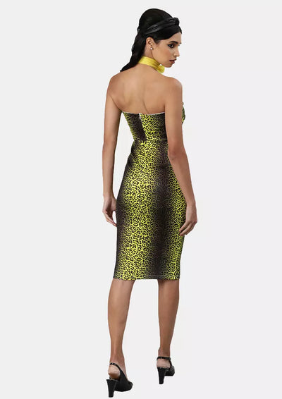 Leopard Print Bow Detail Midi Dress