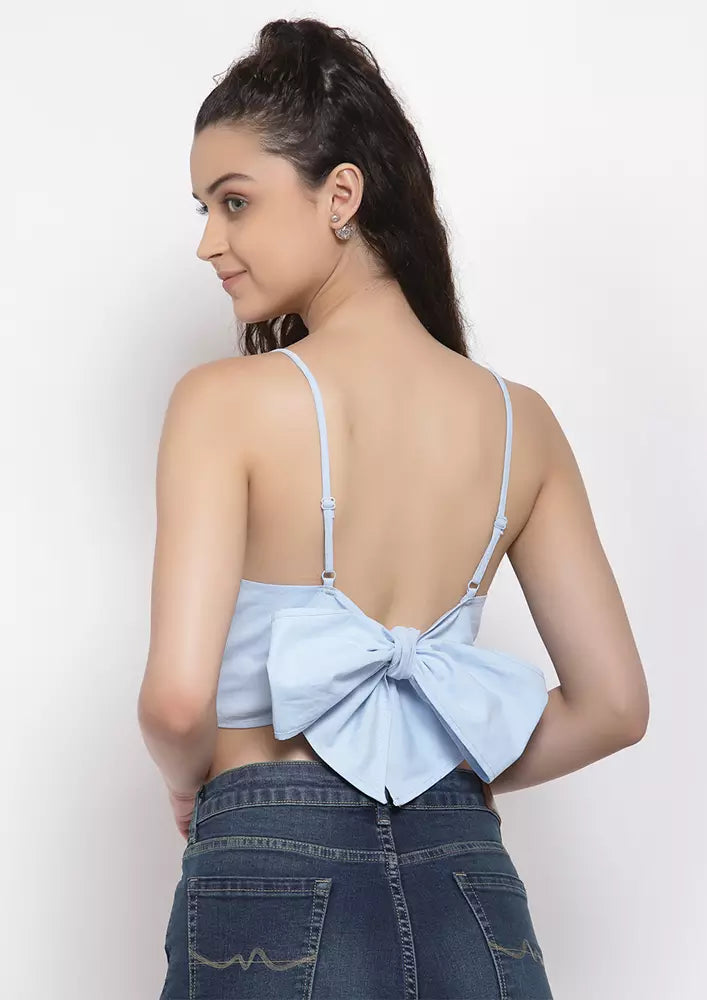 Strappy Back Bow Detail Crop Top