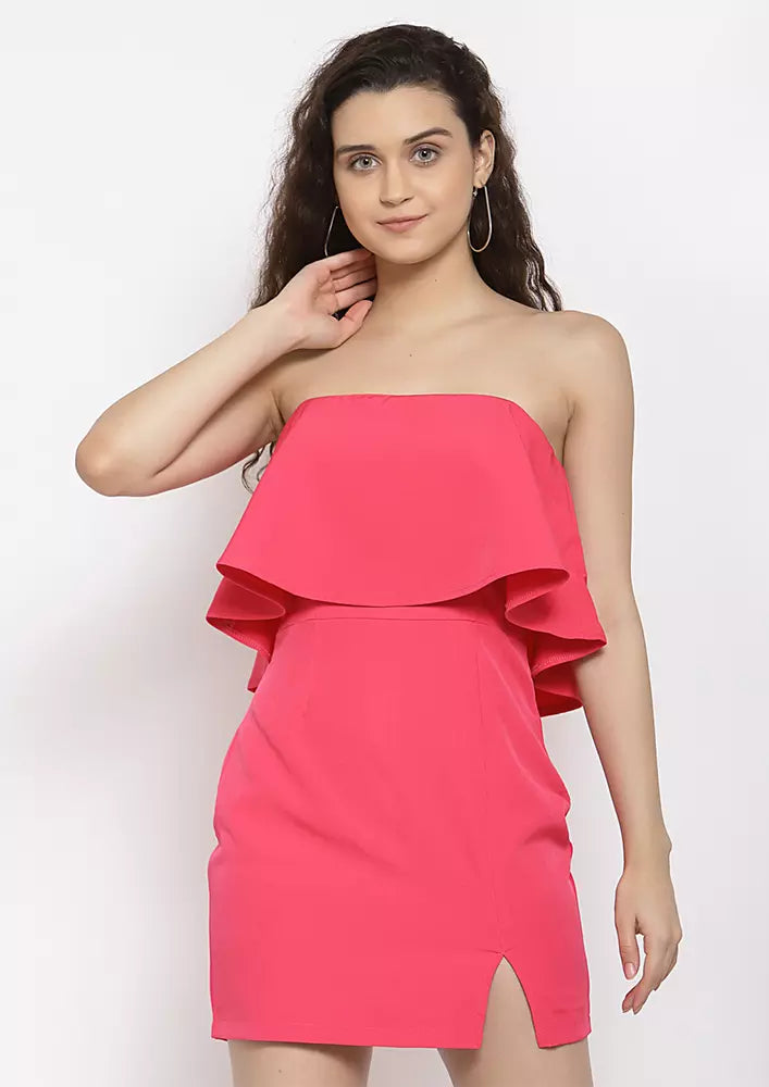 Pink Off-Shoulder Bodycon Mini Dress