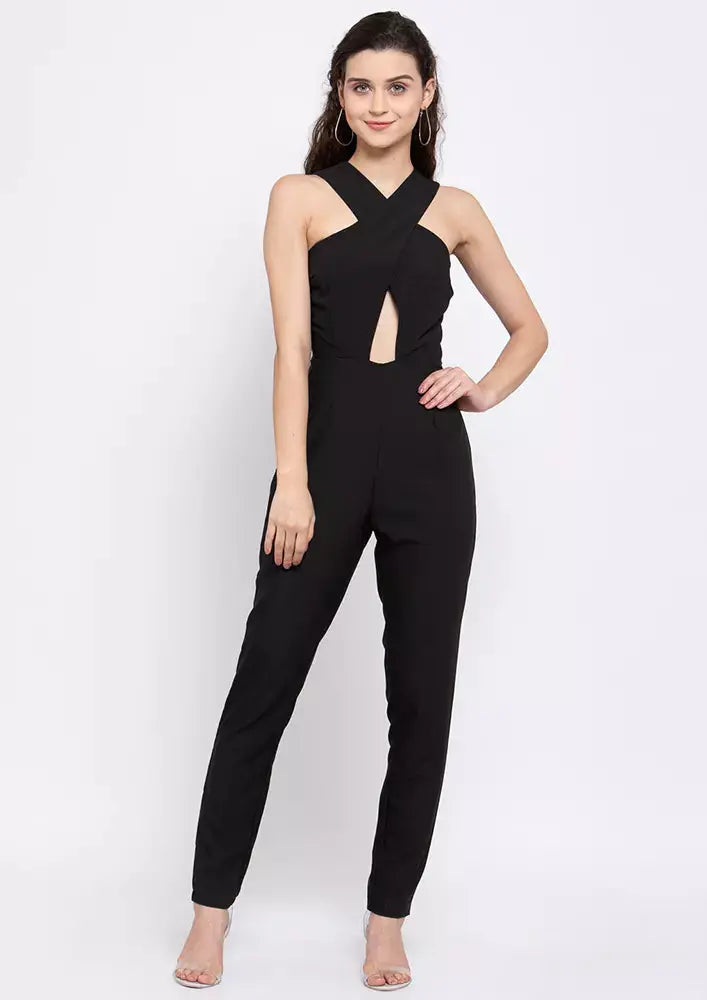 Halterneck Jumpsuit With Front Cut Out IKI CHIC Private Ltd