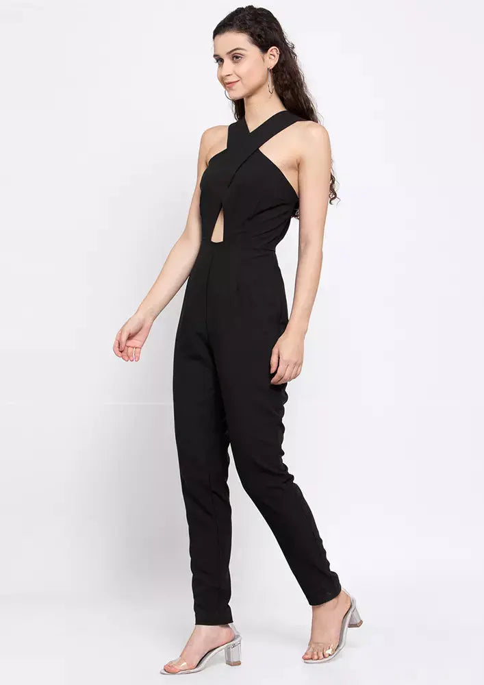 Halterneck Jumpsuit With Front Cut Out IKI CHIC Private Ltd