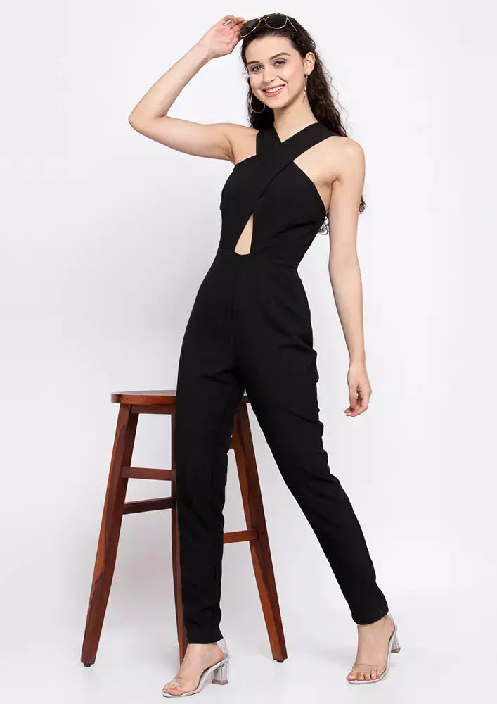 Halterneck Jumpsuit With Front Cut Out IKI CHIC Private Ltd
