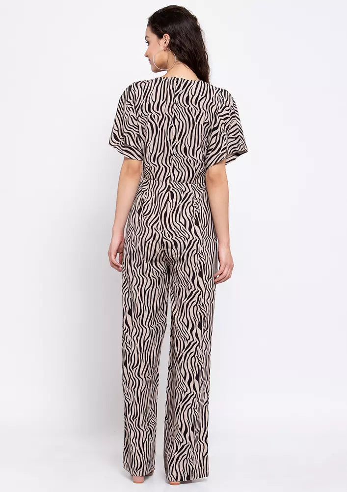 Tiger Print Wide Leg Jumpsuit