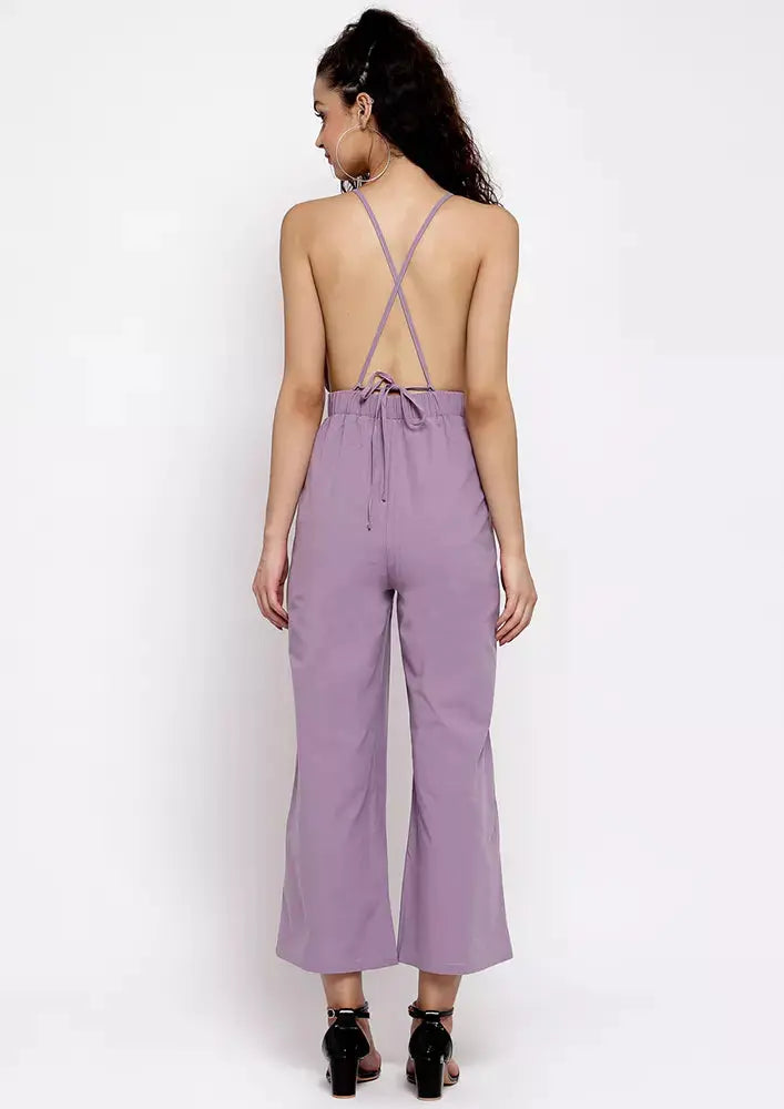 Deep V Neck Wide Leg Jumpsuit IKI CHIC Private Ltd