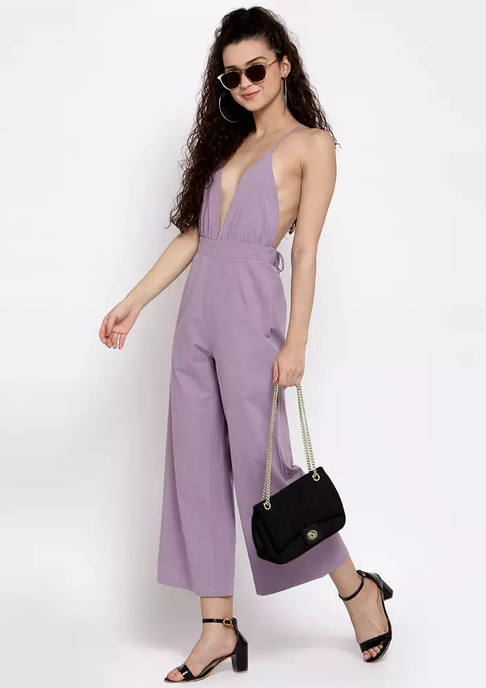 Deep V Neck Wide Leg Jumpsuit IKI CHIC Private Ltd