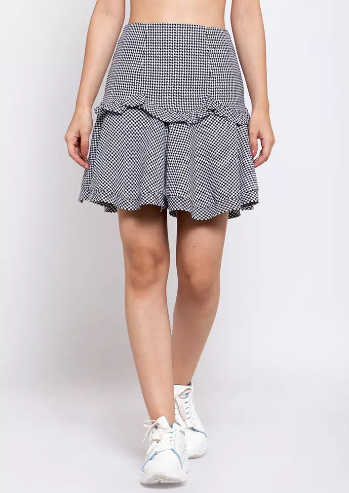 Check Print Flaired Mini Skirt IKI CHIC Private Ltd