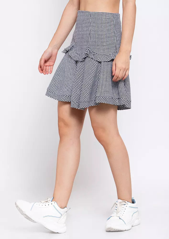 Check Print Flaired Mini Skirt
