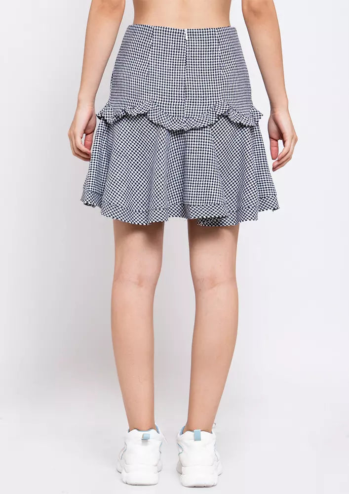 Check Print Flaired Mini Skirt