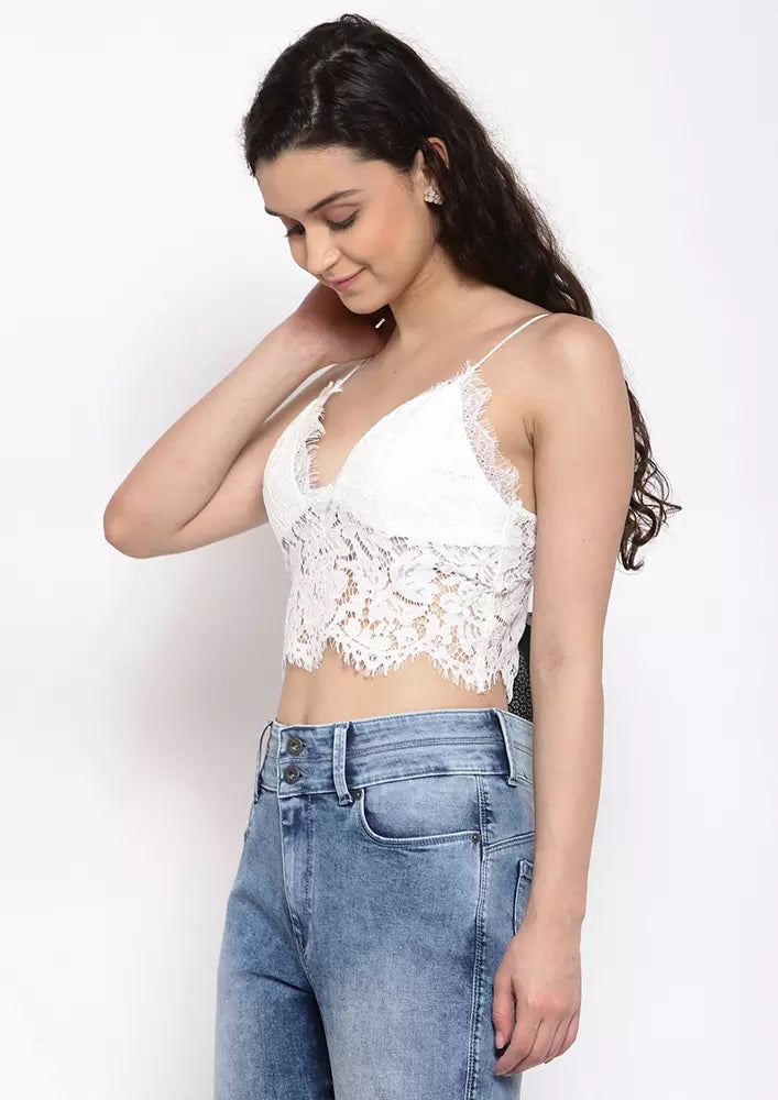 Lace Crop Top With Back Zipper
