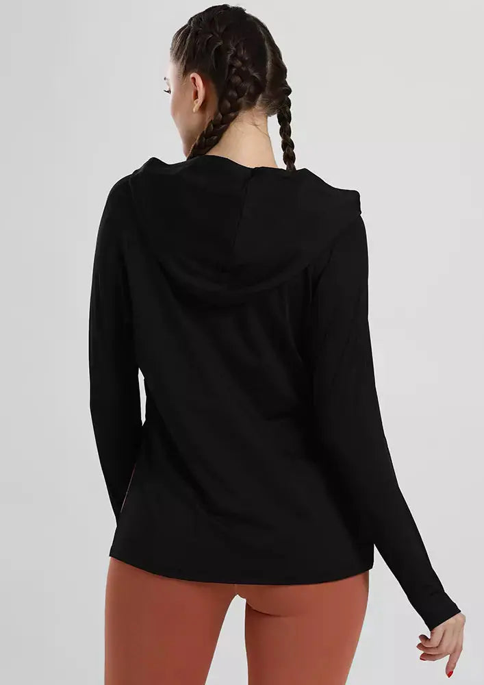 GYM HOODIE TOP WITH SIDE SPLIT IKI CHIC Private Ltd