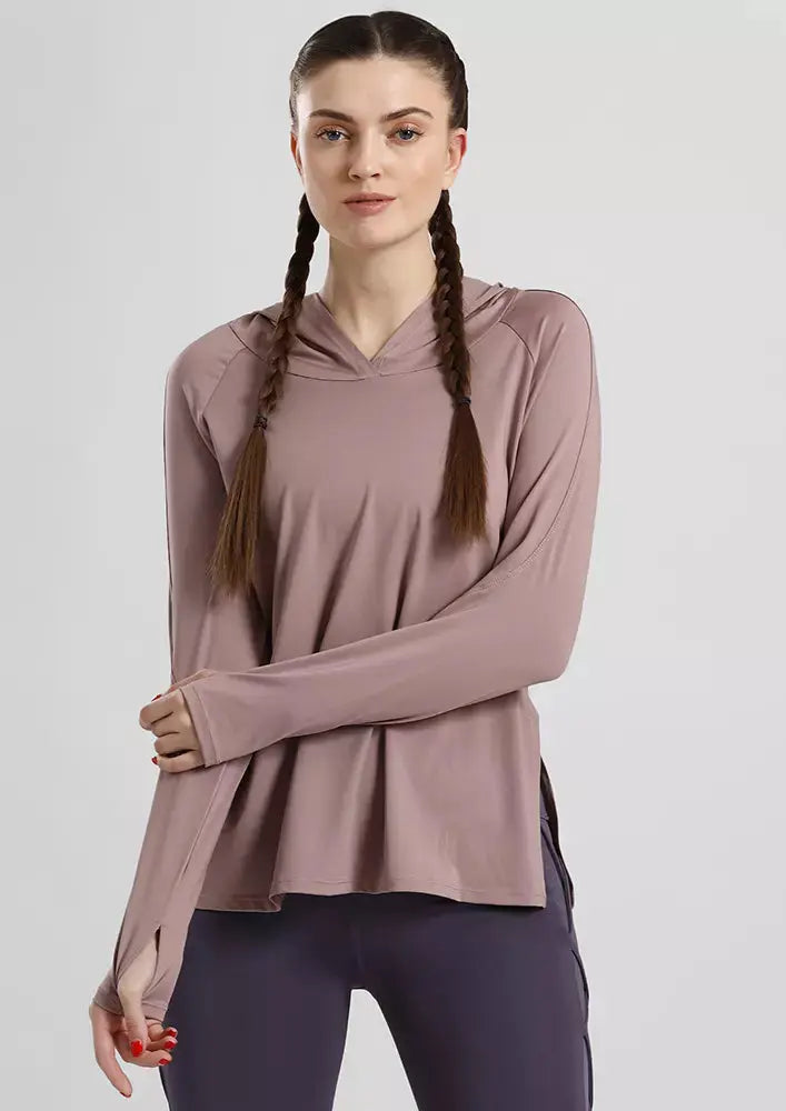 GYM HOODIE TOP WITH SIDE SPLIT IKI CHIC Private Ltd