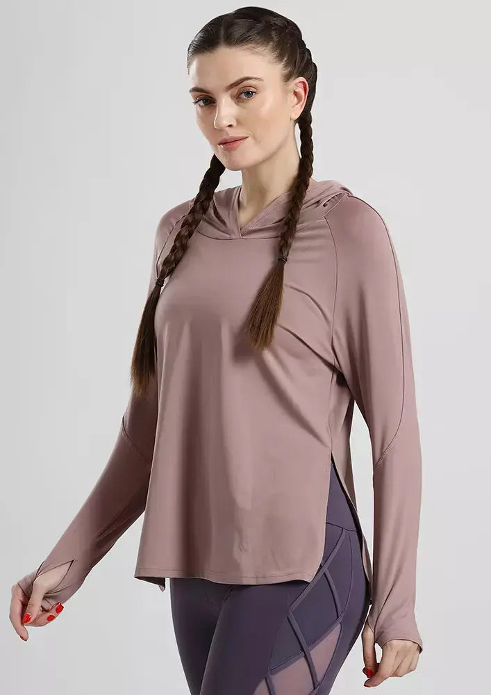 GYM HOODIE TOP WITH SIDE SPLIT IKI CHIC Private Ltd