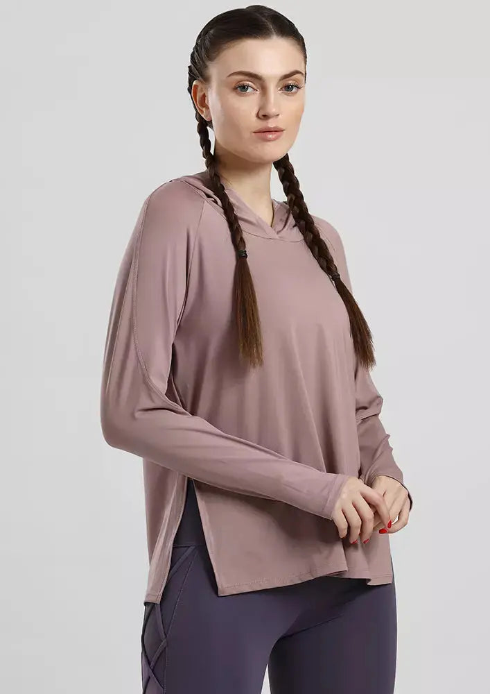 GYM HOODIE TOP WITH SIDE SPLIT IKI CHIC Private Ltd