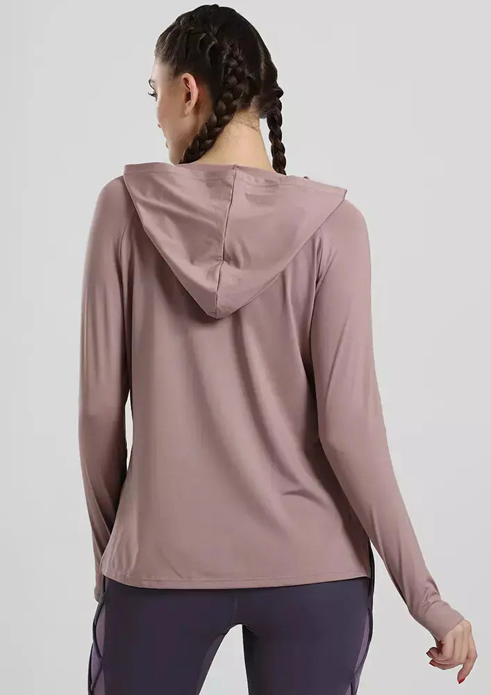 GYM HOODIE TOP WITH SIDE SPLIT IKI CHIC Private Ltd
